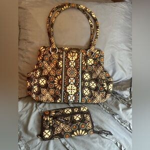 Vera Bradley shoulder bag and matching wallet. Will sell separately.